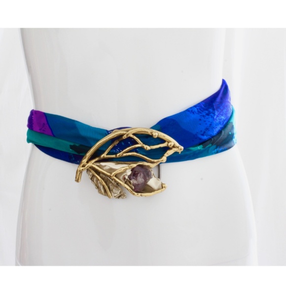 Copa Collection Belt Buckle with Amethyst Stone Vintage 70s Rare Abstract